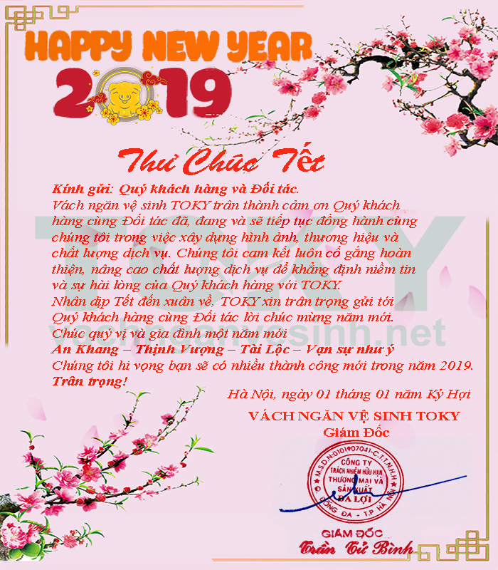 Giám Đốc Vách ngăn vệ sinh ĐA LỢI chúc Tết Kỷ Hợi 2019