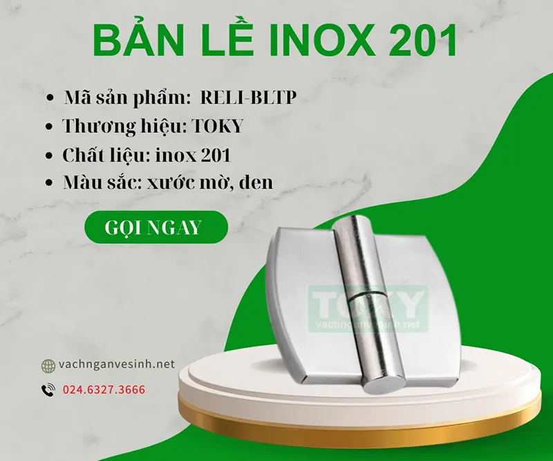 Phụ kiện bản lề inox 201 không phân biệt trái phải