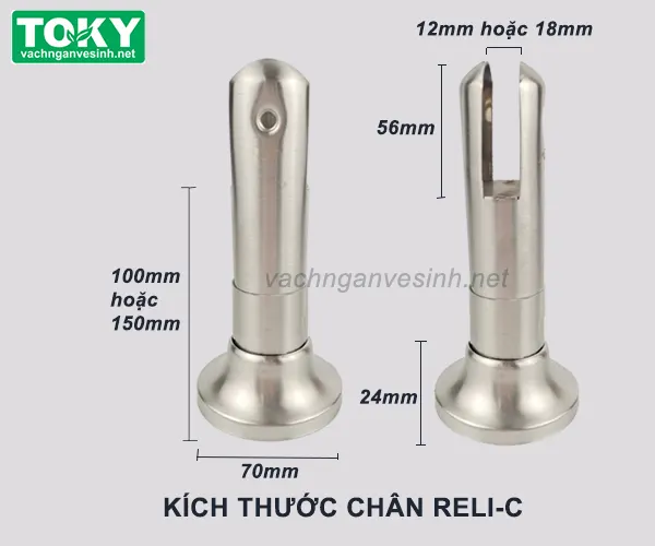 Kích thước chân vách ngăn vệ sinh inox 201