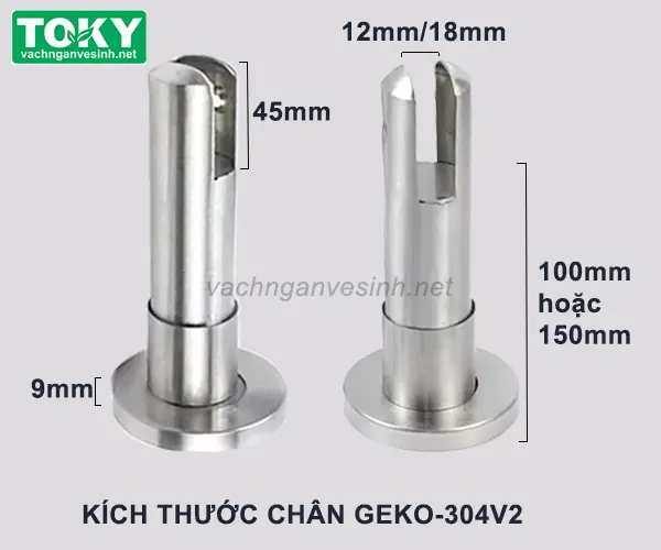 Kích thước chân vách ngăn vệ sinh inox 304V2