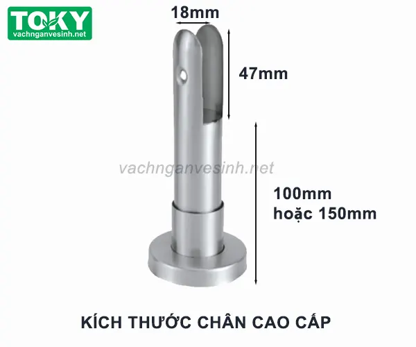 Kích thước chân vách ngăn vệ sinh inox 304V3