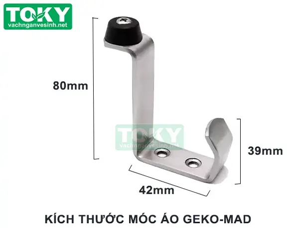Kích thước móc áo vách ngăn vệ sinh inox 304 ném đen geko-mad