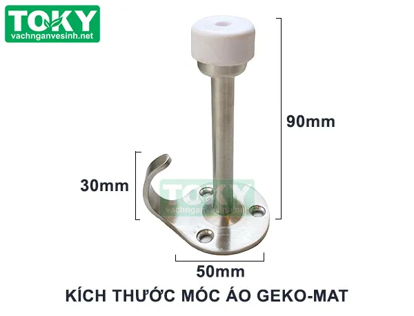 kích thước móc áo vách ngăn vệ sinh núm trắng inox 304 geko-mat