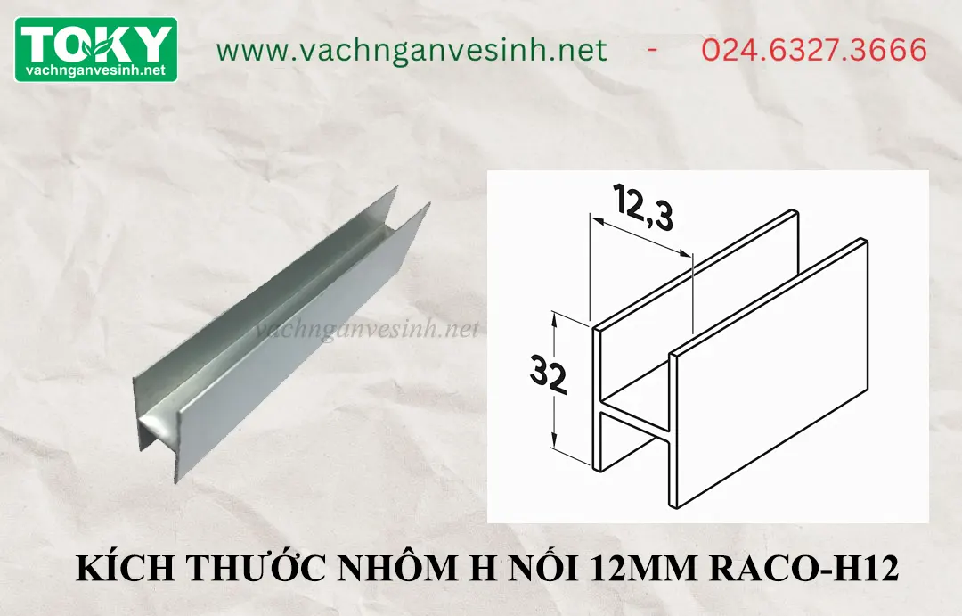 Phụ kiện nhôm H nối khe 12mm