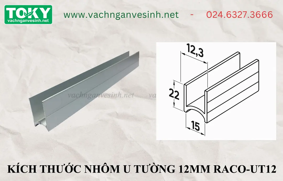 Phụ kiện nhôm u tường 12mm