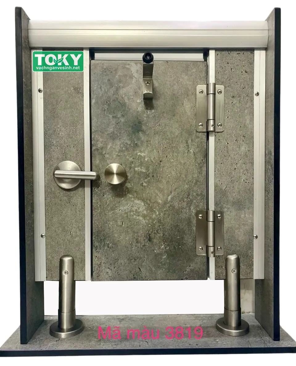 Mô hình vách ngăn vệ sinh Compact HPL 3819 kết hợp phụ kiện inox 304