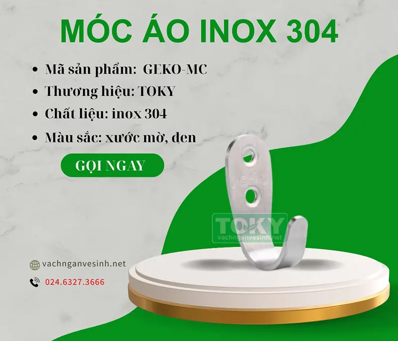Móc áo vách ngăn vệ sinh inox 304 dạng cong GEKO-MC