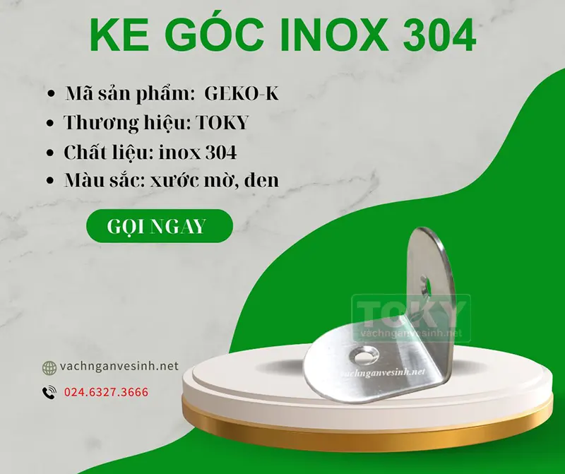 Phụ kiện ke góc vách ngăn vệ sinh inox 304 GEKO-K