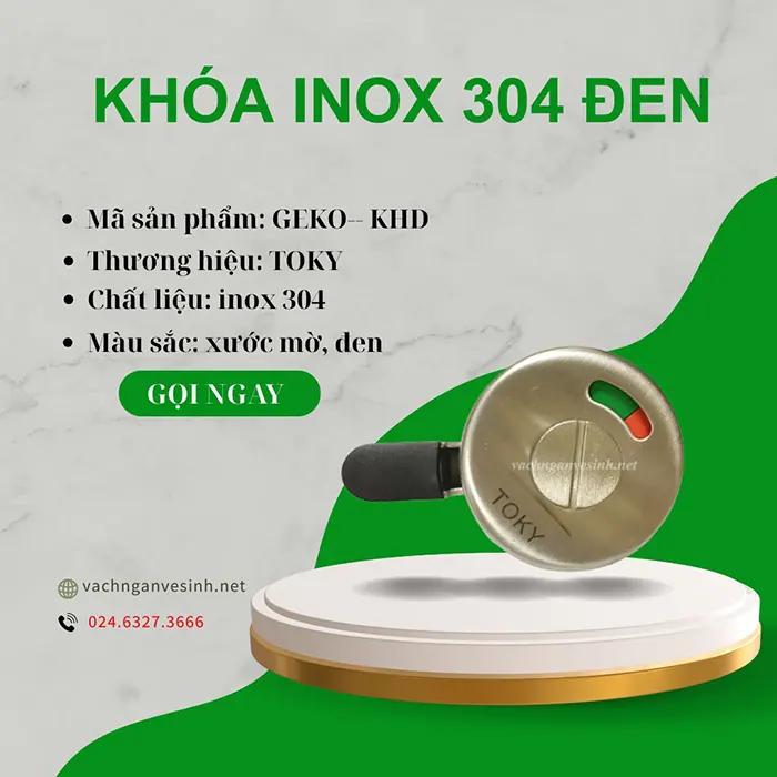 Phụ kiện khóa vách ngăn vệ sinh inox 304 núm đen