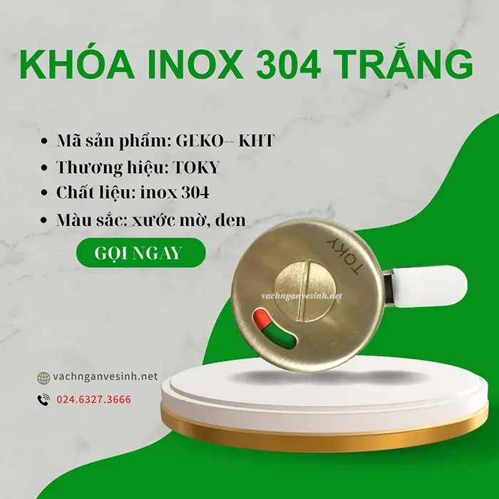 Phụ kiện khóa vách ngăn vệ sinh inox 304 núm trắng