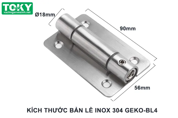 Kích thước phụ kiện bản lề vách ngăn vệ sinh 4 lỗ inox 304 GEKO-BL4