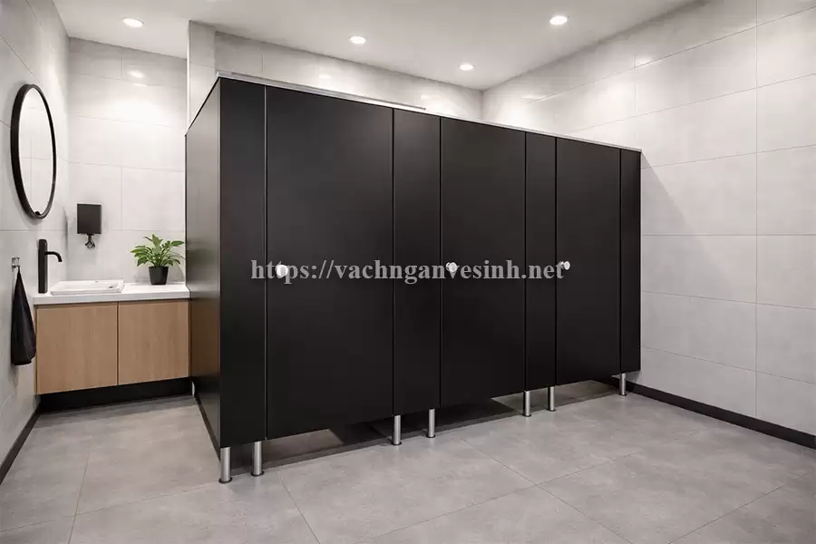 Vách ngăn vệ sinh Compact HPL đen