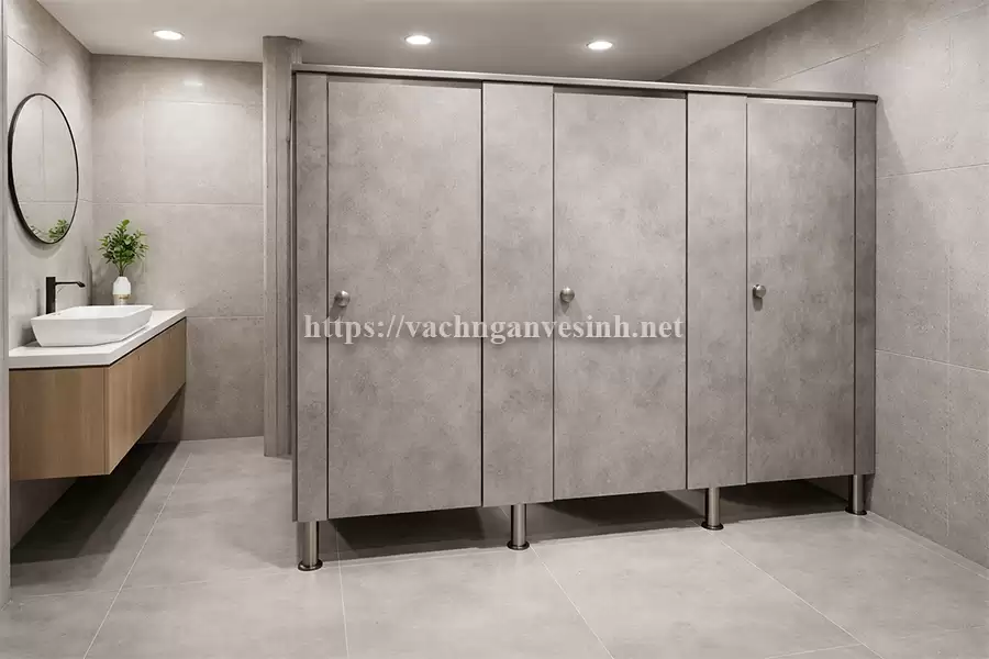 Vách ngăn vệ sinh Compact HPL vân đá xi măng