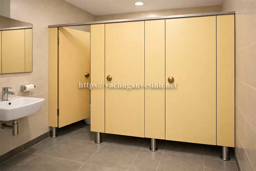 Vách ngăn vệ sinh Compact HPL vàng kem