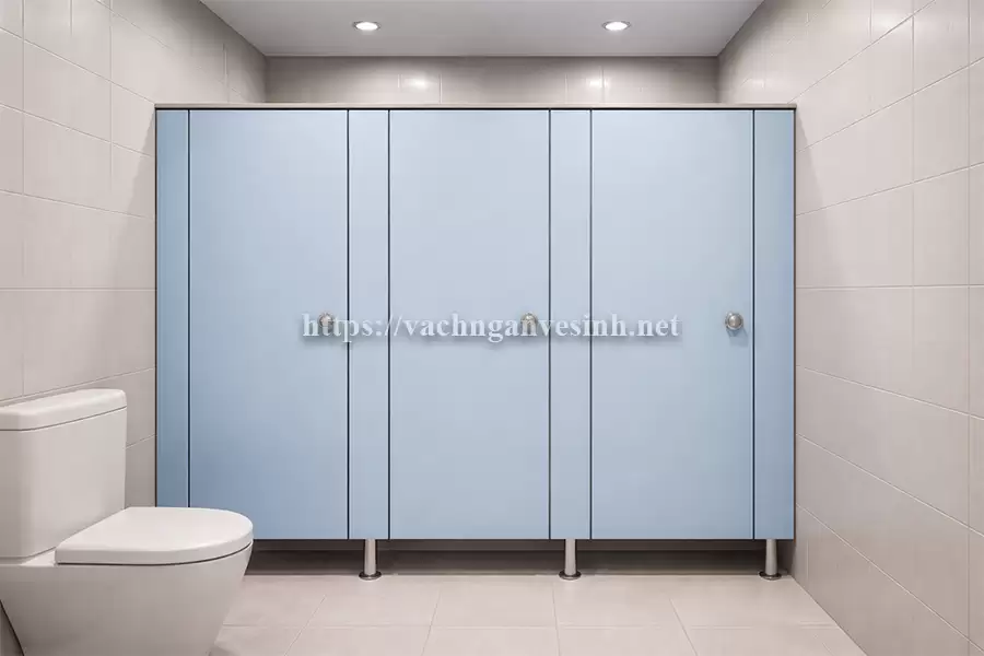 Vách ngăn vệ sinh Compact HPL xanh dương pastel