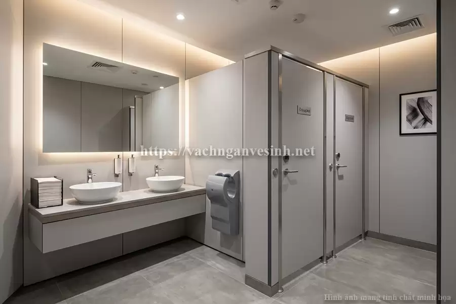 Vách ngăn vệ sinh compact màu ghi – Lựa chọn phổ biến nhất hiện nay