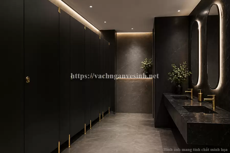 Vách ngăn vệ sinh compact màu đen – Có nên sử dụng không?