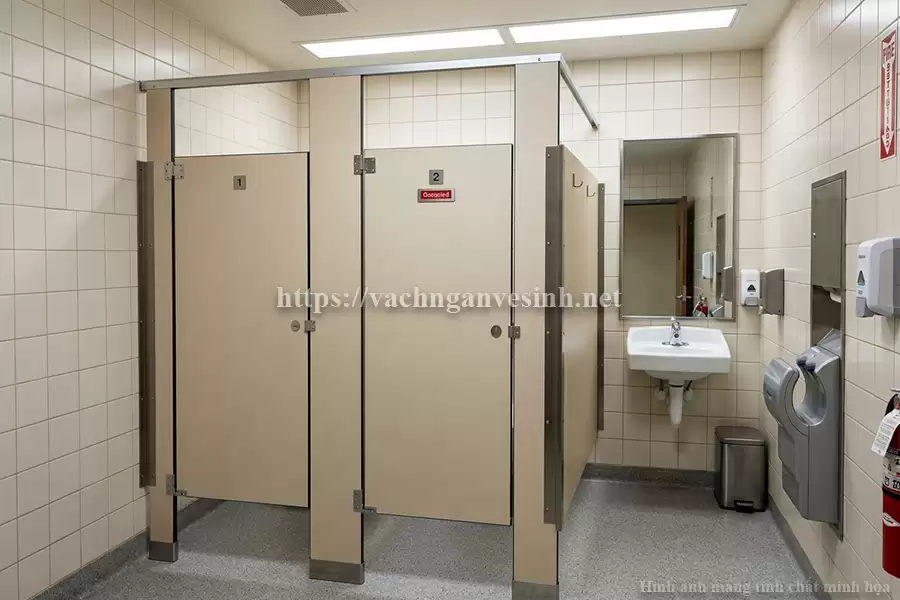 Vách ngăn vệ sinh compact màu be – Xu hướng thiết kế hiện đại