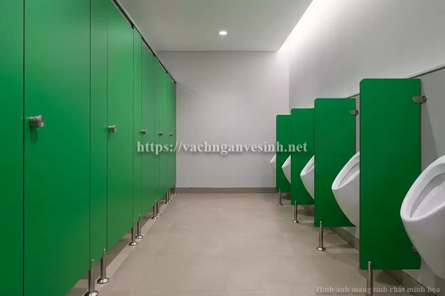 Vách ngăn vệ sinh compact màu xanh cho trường học 2026