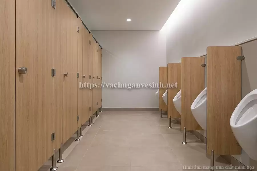 Vách ngăn vệ sinh compact vân gỗ – giải pháp cho không gian cao cấp